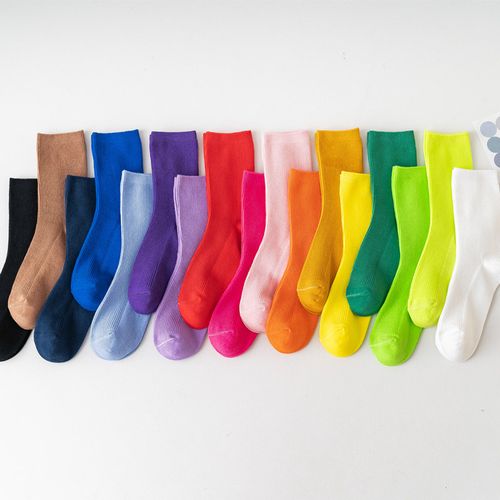 帕耐克丝韩国学院风彩色袜子女堆堆袜春季糖果色中筒袜ins街头潮