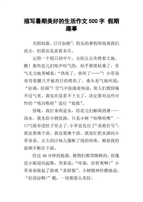 作文500字 假期趣事 光阴似箭,日月如梭",快乐的暑假即将离我们而去