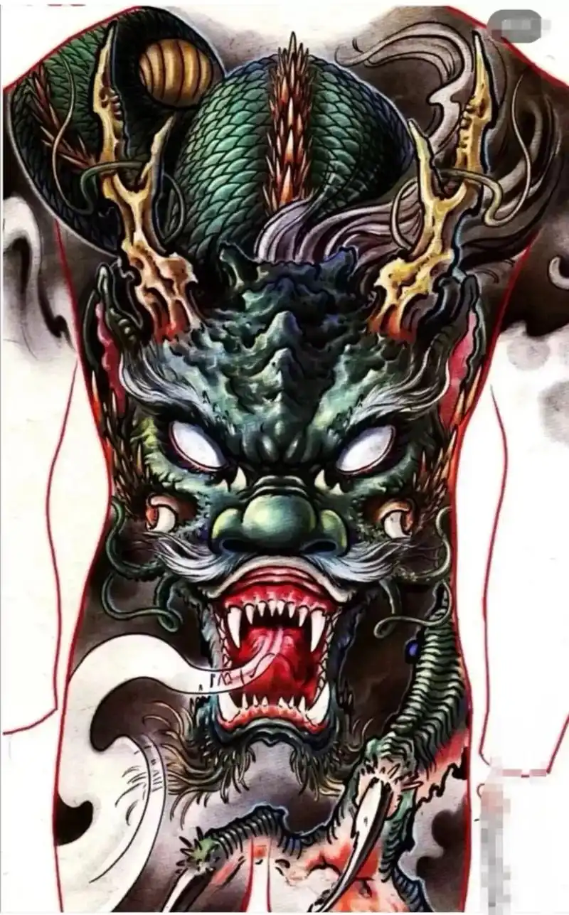 满背龙纹身手稿有想法铁子私密.#满背龙 - 抖音