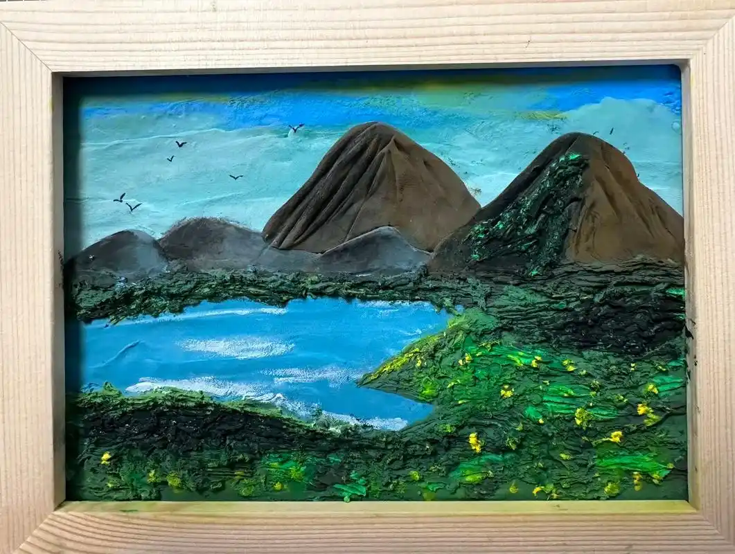 粘土风景画超轻粘土手工 #治愈系风景 #山水画 - 抖音