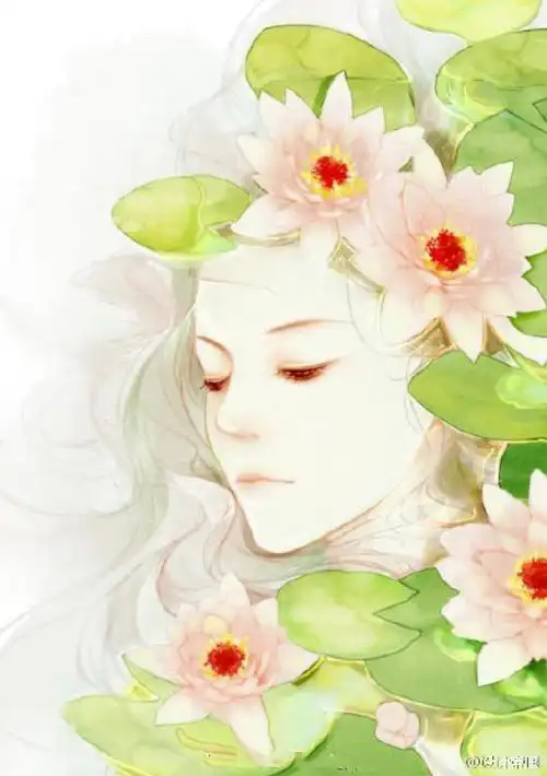 花与女子,清新淡雅的水彩画|来自插画师口君-gpp