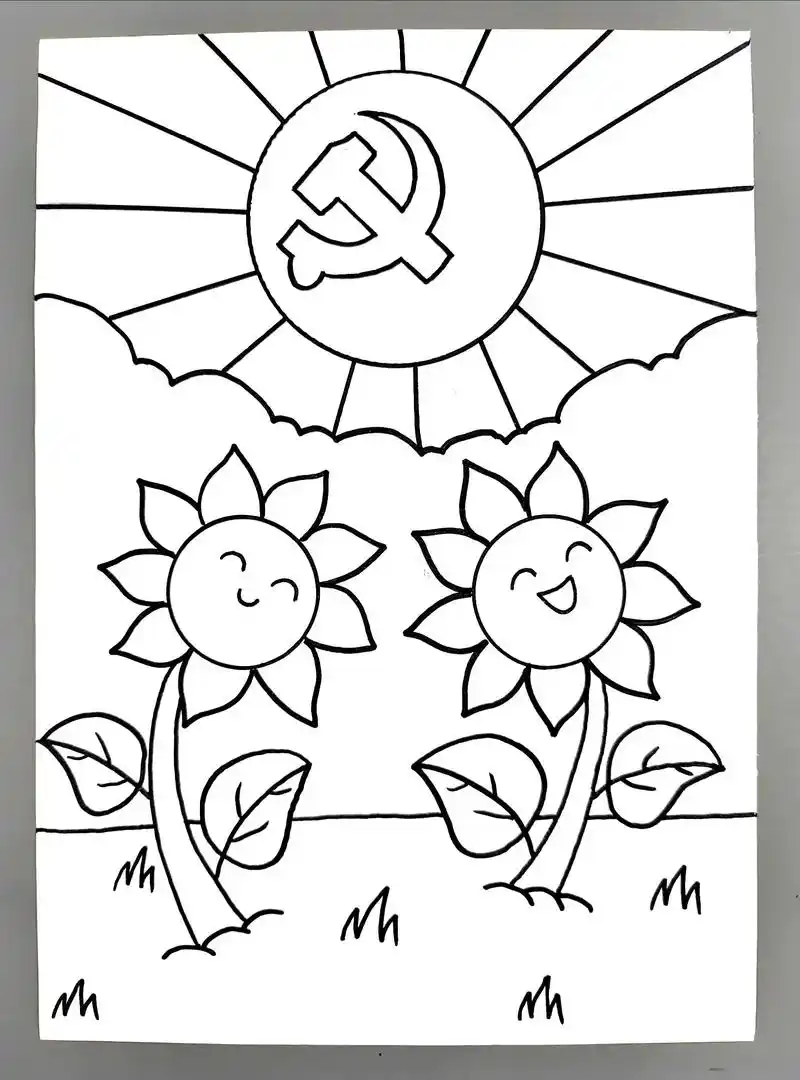 七一童心向党绘画