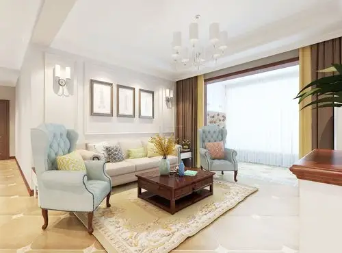 2018美式风格客厅吊顶效果图片