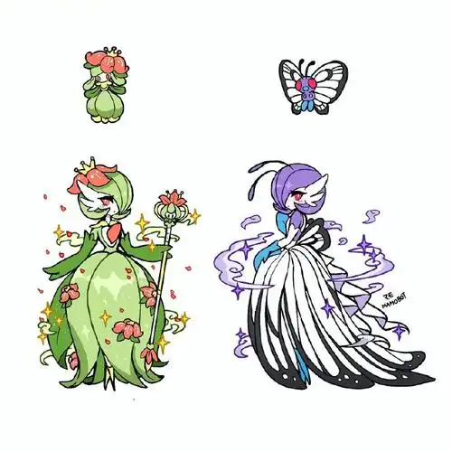 宝可梦的可爱拟人化&沙奈朵变装!    twitter:mamobot_art#宝可梦