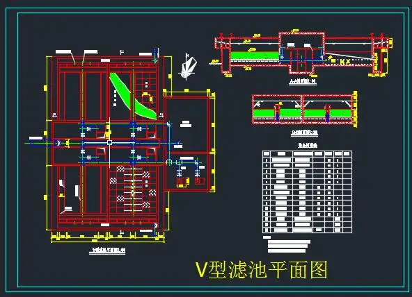 v型滤池平面图下载(143.43 kb,rar格式) 机械cad图纸