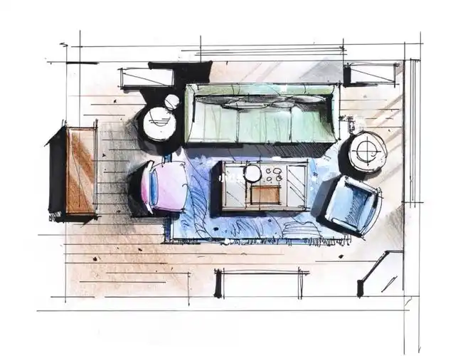 客厅设计手绘平面图高级感表现