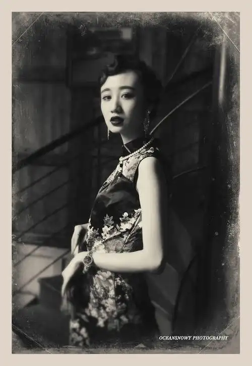 夜上海,一组泛黄的老照片(美女旗袍出镜)