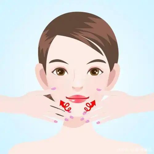 第七步:下巴,下巴部分由内向外做螺旋状按摩,粗糙处须仔细按摩.