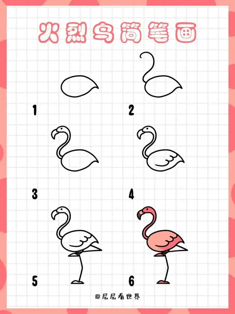 尼尼简笔画教程丨火烈鸟简笔画  vol.