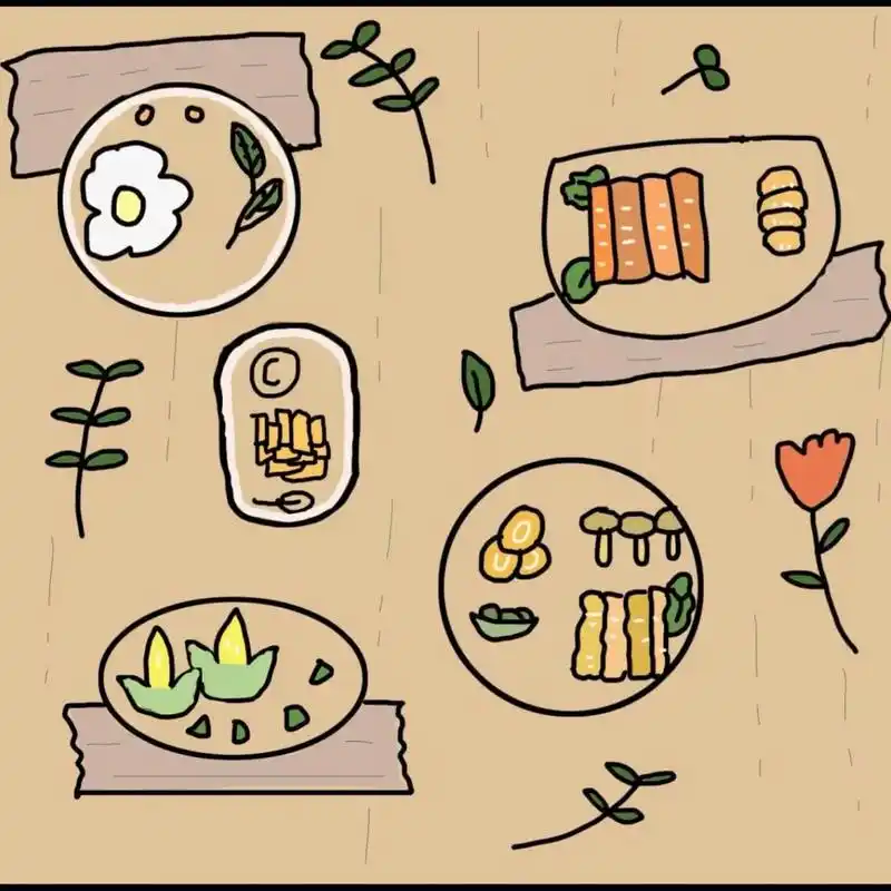 餐桌美食简笔画 临摹