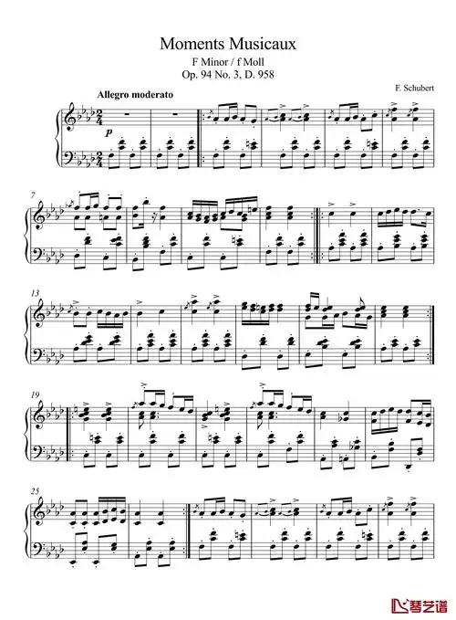 moments musicaux钢琴谱-音乐瞬间-舒伯特1