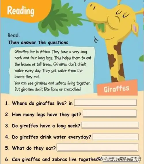 长颈鹿英语怎么说giraffes英语原版阅读