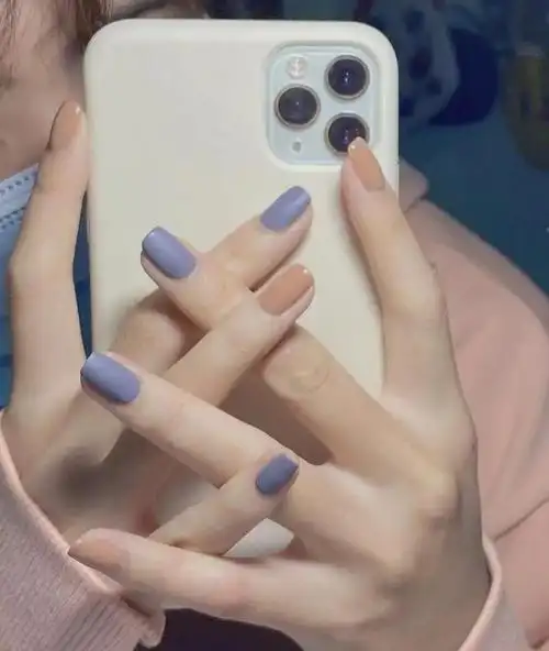 美甲纯色短指甲