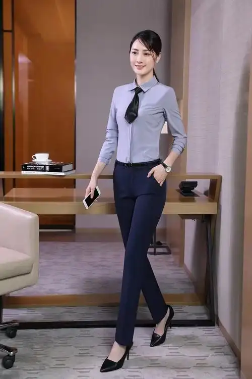 西装裤职业西裤女秋冬长裤2021直筒小脚显瘦黑色藏青色工作裤子黑色