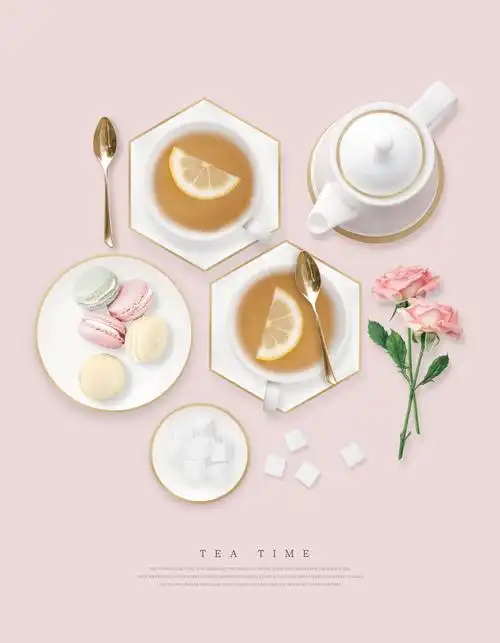 唯美文艺轻食咖啡下午茶点心场景品牌外卖餐饮海报设计素材s501