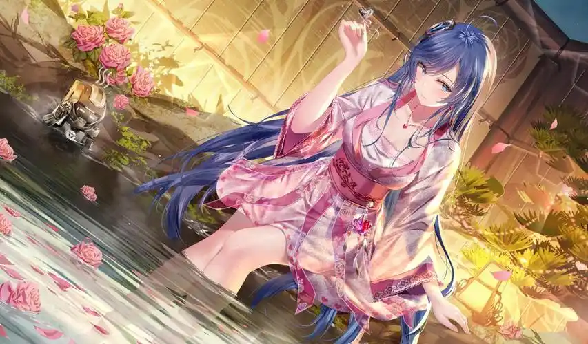 好看的温泉池漂亮动漫美女壁纸