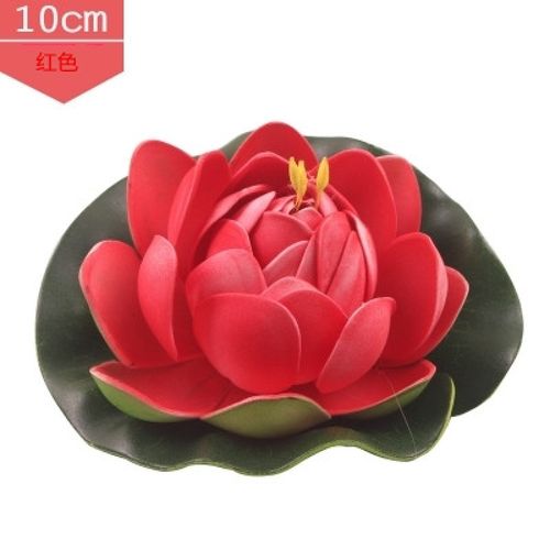 仿真荷花荷叶莲花供佛假花干花塑料花鱼缸荷塘装饰花拍摄道具花 红色