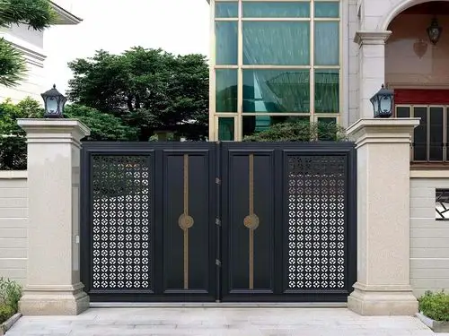 定制欧式别墅庭院铝艺大门庭院铝合金双开推拉门