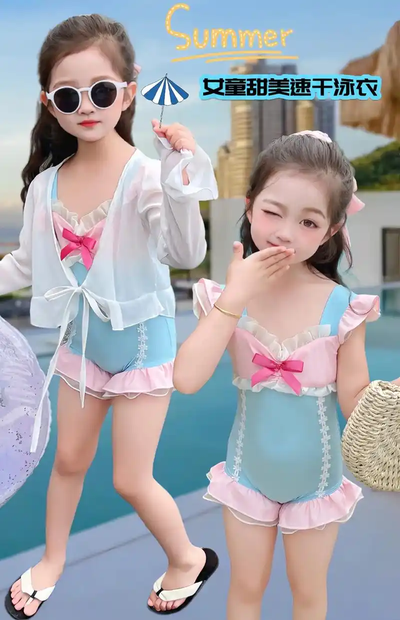 女童甜美公主速干连体泳衣