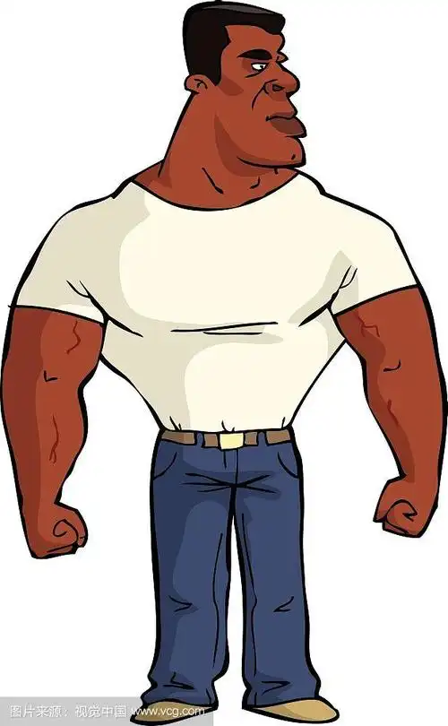 肌肉发达的黑人在白色背景矢量插图