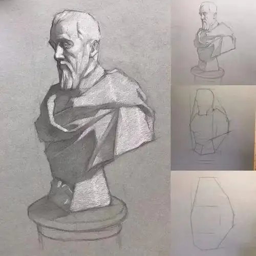 石膏头像步骤教学—学会石膏头像,素描进步快人一步