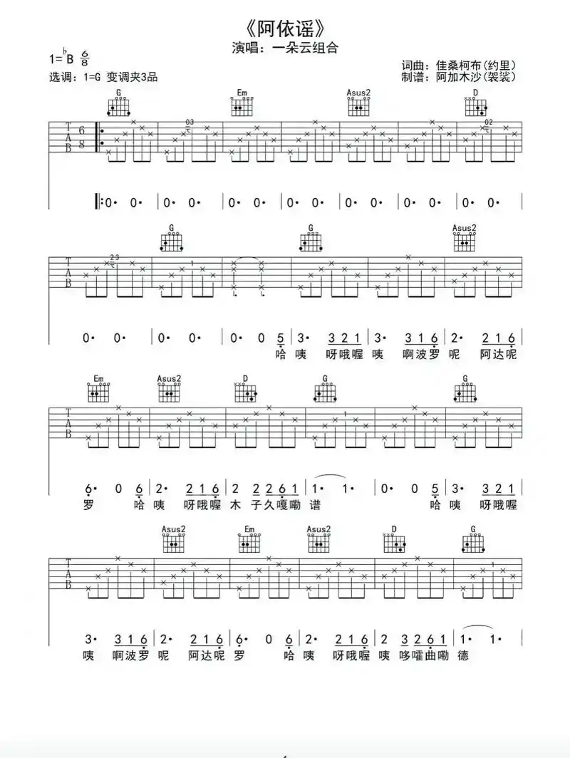 阿依谣 #吉他谱分享 #彝族歌曲  - 抖音