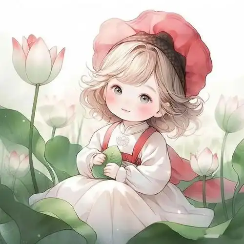 荷花小精灵头像,好几种款式,每种都很可爱的