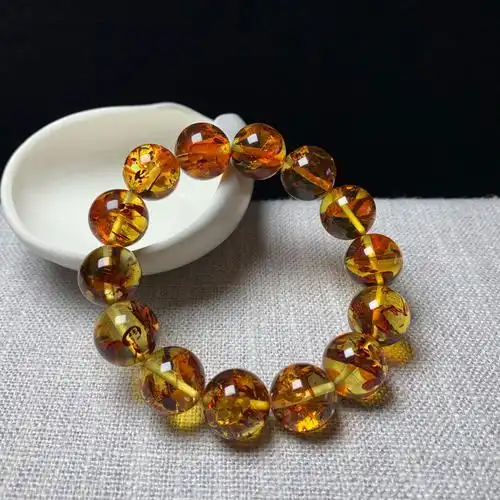 京城尚御坊精品琥珀花珀圆珠手串15 mm