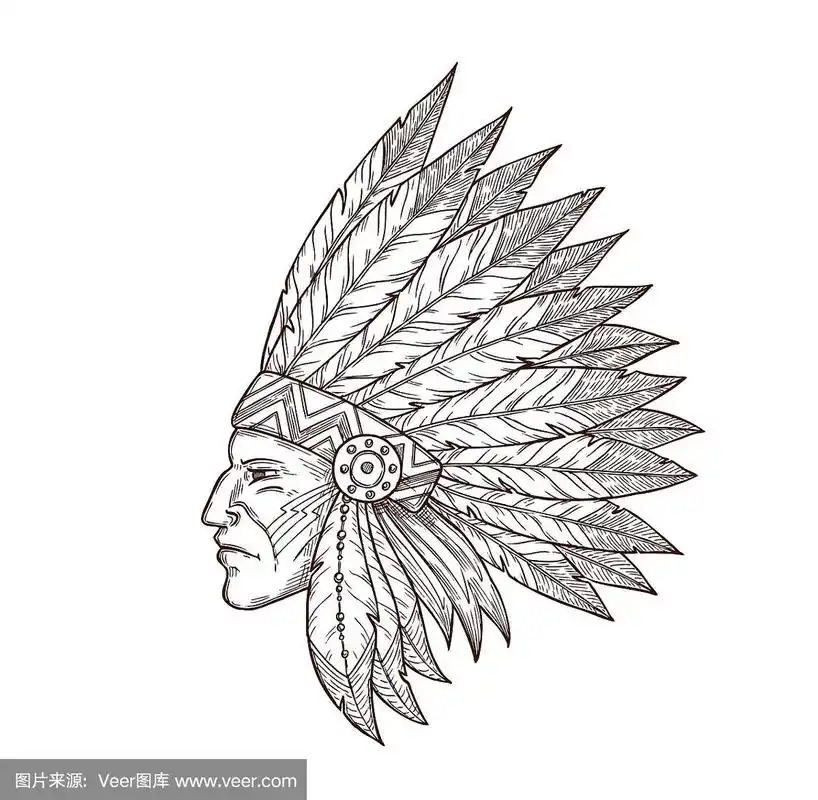 印第安人头饰草图