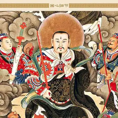 雷祖挂九天应元雷声普化天尊画像卷轴道教神仙装饰画丝绸国画