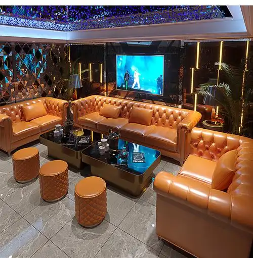 轻奢风ktv沙发定制k房包厢u型l转角歌厅专用酒吧卡座沙发茶几组合