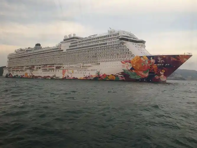 世界梦号船身彩绘一一双梦记,由中国波普艺术家蔡赞华设计,题为[寻爱