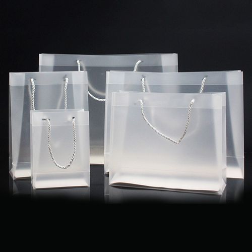 兰衍 礼品袋透明 磨砂pp手提袋塑料手提礼品购物袋透明袋子  三股绳