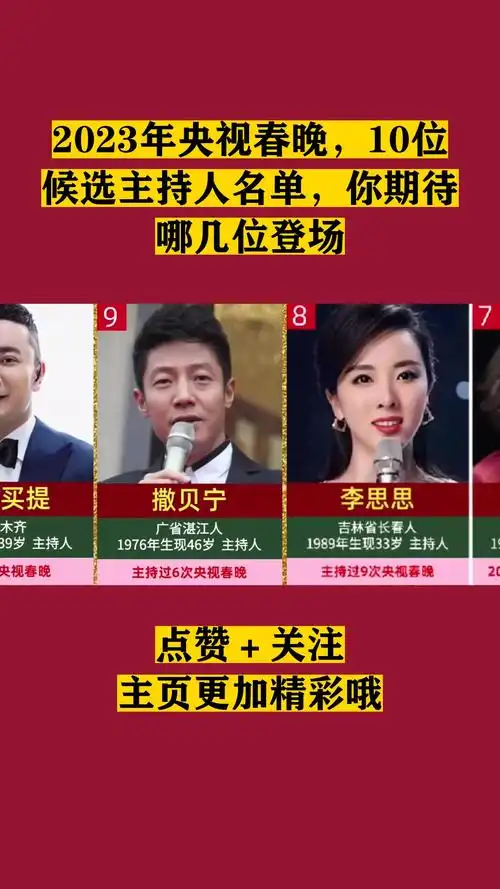 2023年央视春晚,10位候选主持人名单,你期待哪几位登场