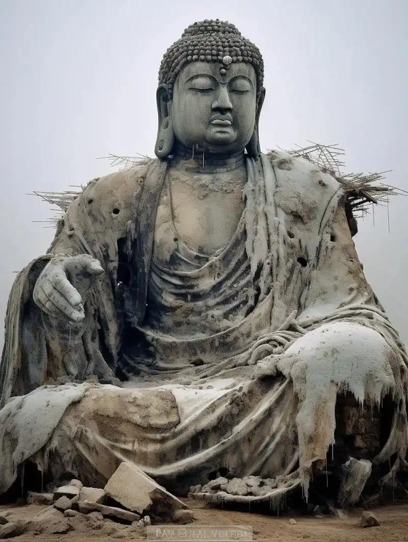 《神秘佛像》你站在那里,静静地领略着这座巨大佛像的神秘之美.