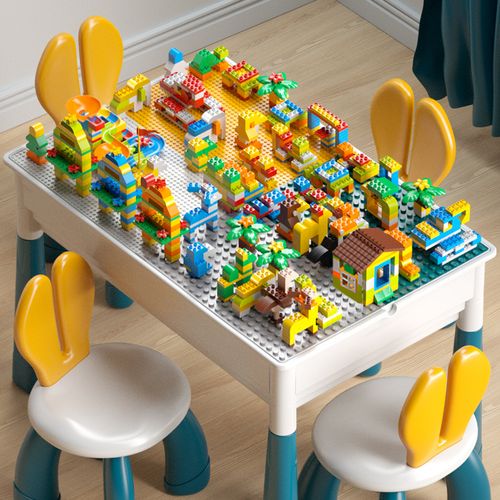 儿童乐高积木玩具大颗粒积木桌多功能男女孩子拼装益智力动脑宝宝