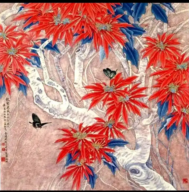 题材新颖,中西合璧.中国现代画家金鸿钧(1937-)工笔重彩 - 抖音