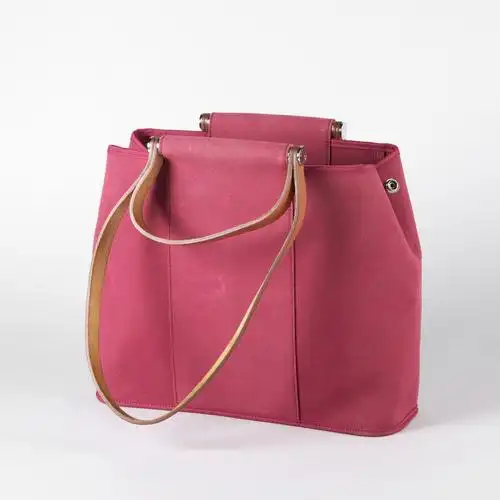 wine-colored canvas cabag handbag
