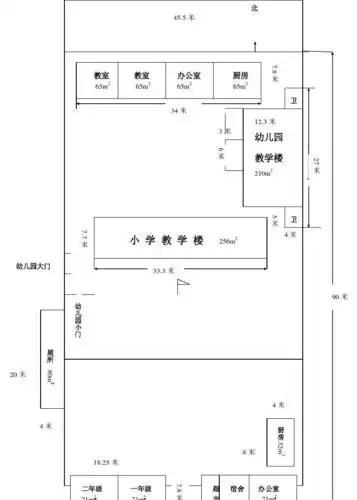 史砦小学平面图                比例尺:1:400