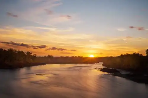 日出, 云彩, 蓝天, 黎明, 水, 湖, 风景, 反射, 太阳
