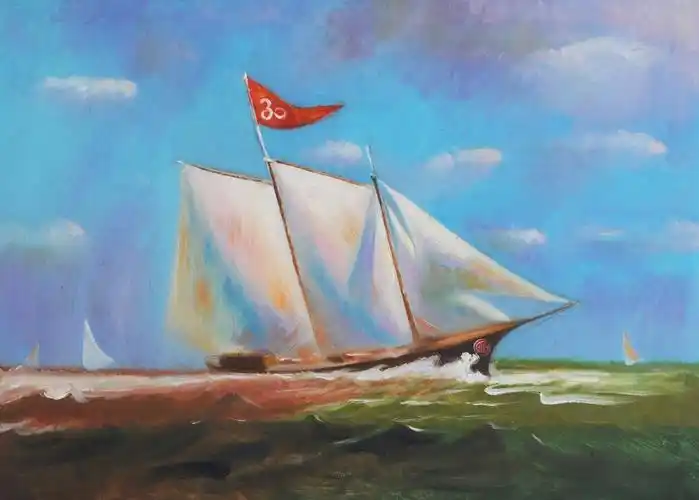 【二等奖】绘画类:公司银行部 张耀文《扬帆起航》(油画)