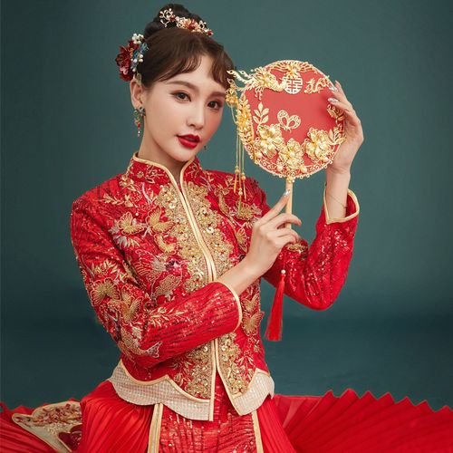 秀禾服新娘2021新款冬复古中式结婚礼服龙凤褂女长袖显瘦敬酒婚服