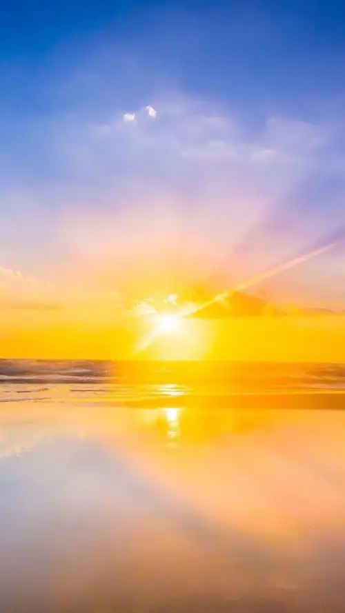 温暖的海上日出景色,高清图片,手机壁纸