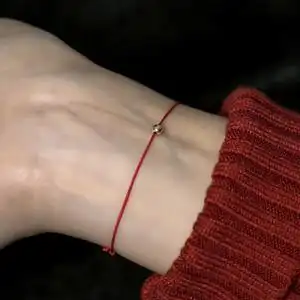 手工编织超细简约红绳细手链女本命年14k包金转运金珠手环手绳
