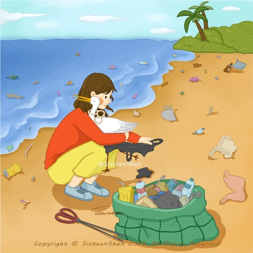 《海洋垃圾》原创|插画|商业插画|sixteenshan - 原创作品 - 站酷