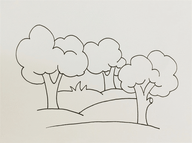 原始森林简笔画图片 森林怎么画