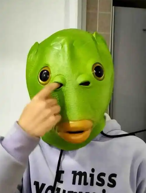 搞笑头套 抖音绿头鱼面具可爱搞怪搞笑沙雕鱼头怪怪人绿色网红奔波霸