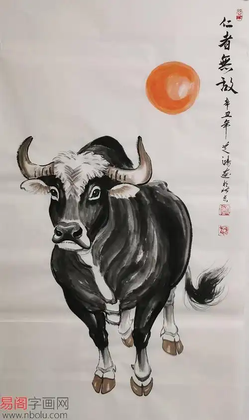 实力派青年画家道鸿孙振伟画牛形象逼真惟妙惟肖牛气冲天鸿运当头