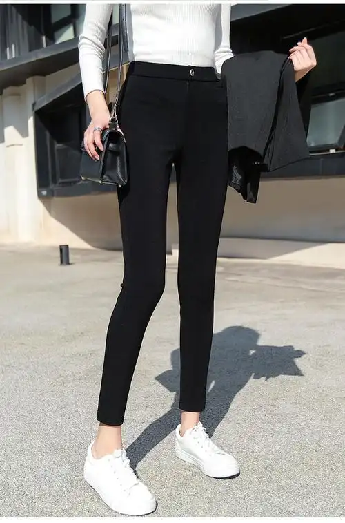 2020秋冬新款修身黑色紧身裤小黑裤瘦腿裤女高腰显瘦百搭韩版提臀
