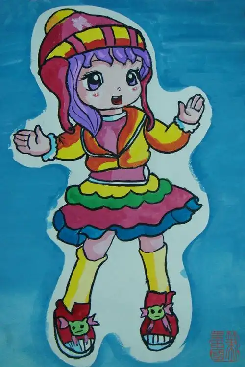 组别: 儿童组  年龄: 9岁  作品类型: 水粉画  作品名称:卡通人物